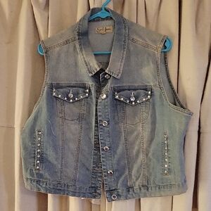Earl Jeans Blue Denim Vest with Silver Accents